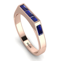 Emerald Cut Thin Sapphire Signature Ring - Sara No. 74 image 1