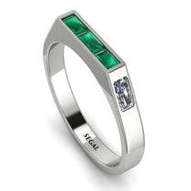 Emerald Cut Thin Emerald Signature Ring - Sara No. 6 image 1