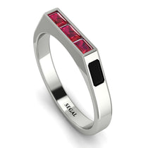 Emerald Cut Thin Ruby Signature Ring - Sara No. 42 image 1