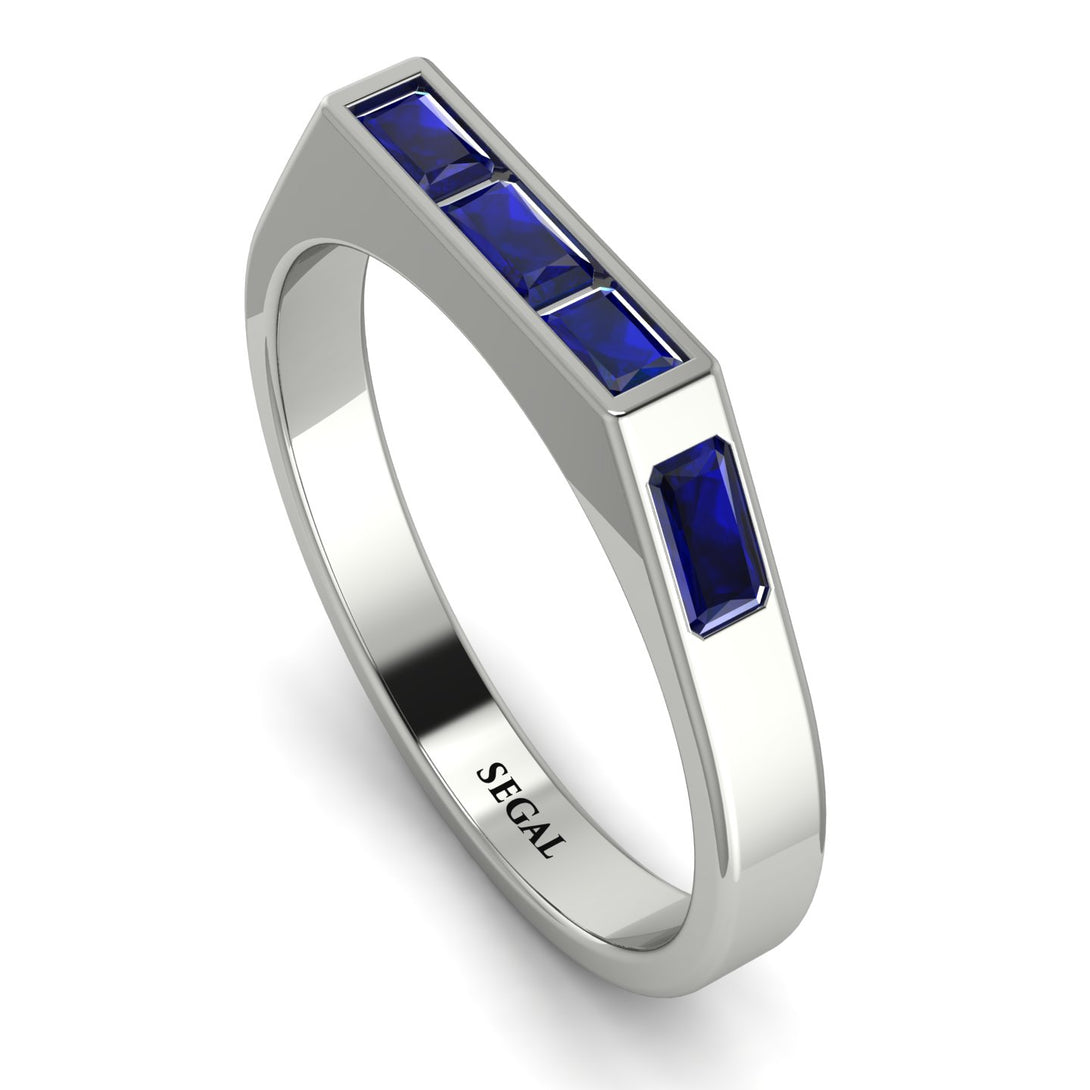 Emerald Cut Thin Sapphire Signature Ring - Sara No. 75