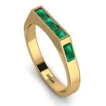 Emerald Cut Thin Emerald Signature Ring - Sara No. 19 image 1