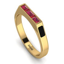 Emerald Cut Thin Ruby Signature Ring - Sara No. 40 image 1