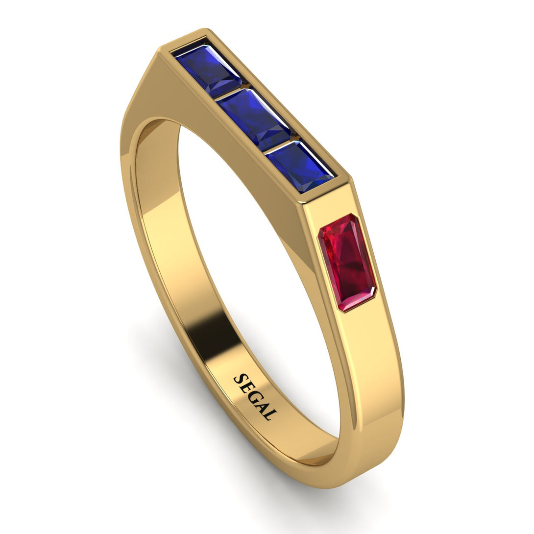 Emerald Cut Thin Sapphire Signature Ring - Sara No. 58