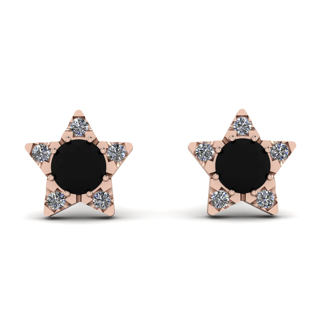 Star Halo Black Diamond Earrings - Zelda No. 8