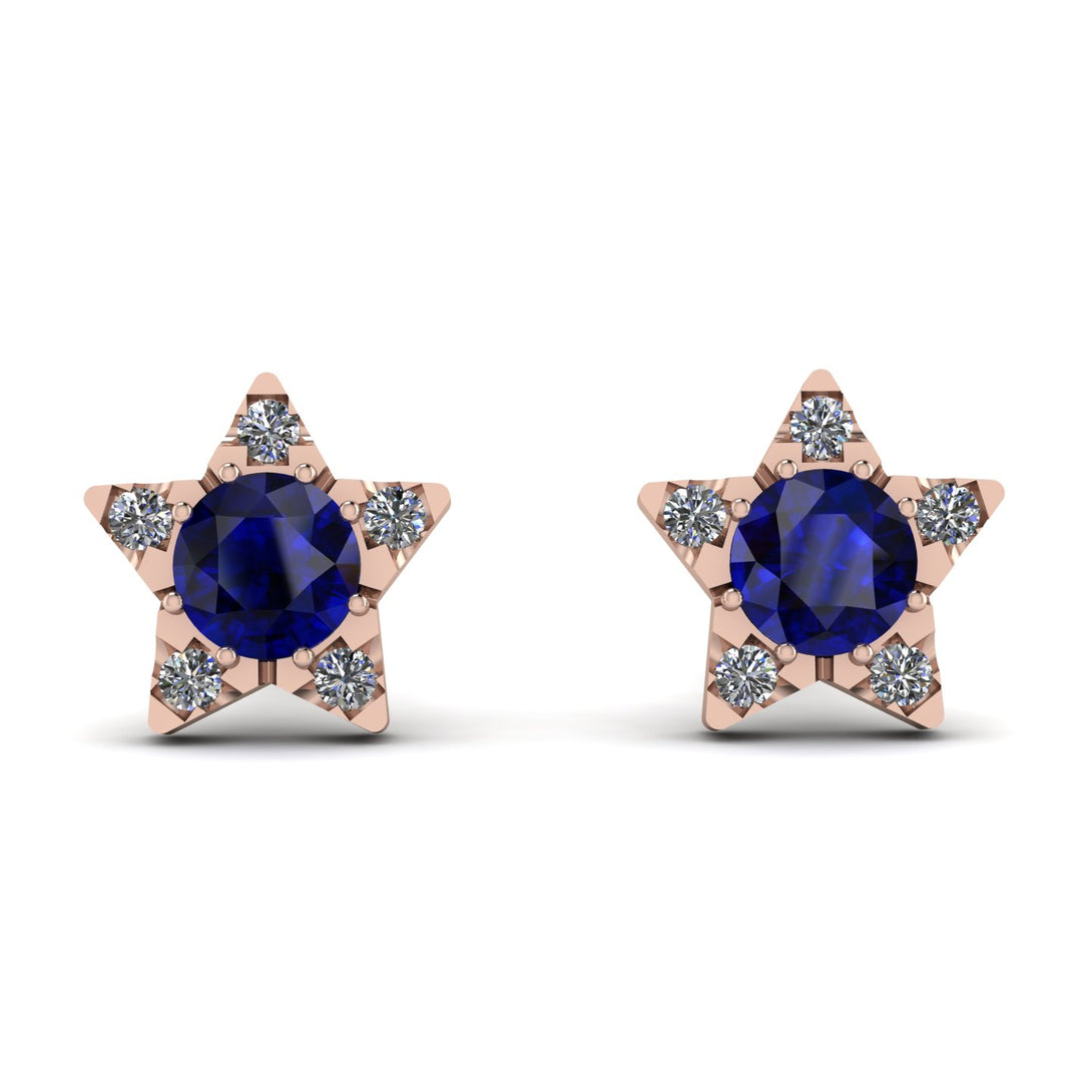 Star Halo Sapphire Earrings - Zelda No. 14