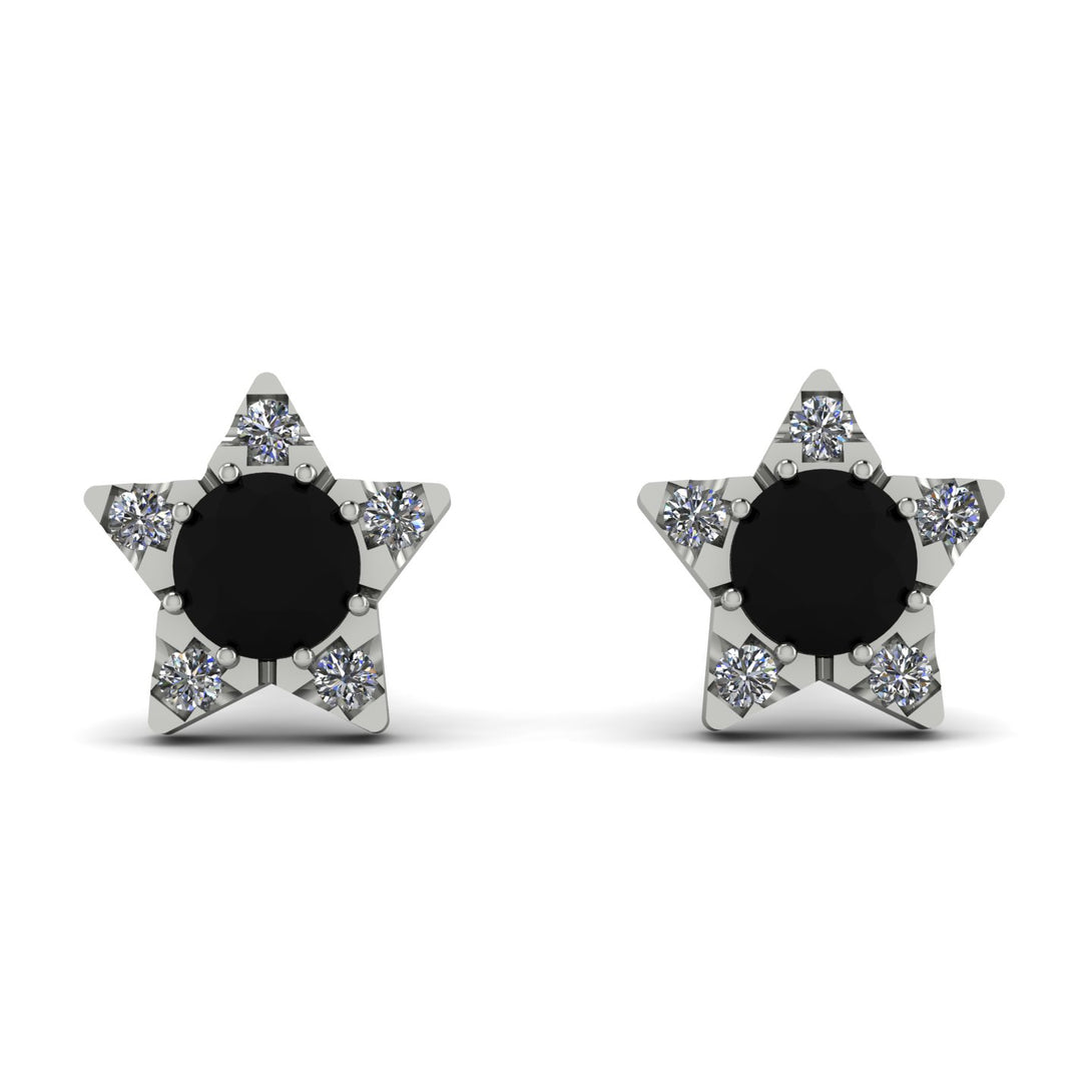 Star Halo Black Diamond Earrings - Zelda No. 9