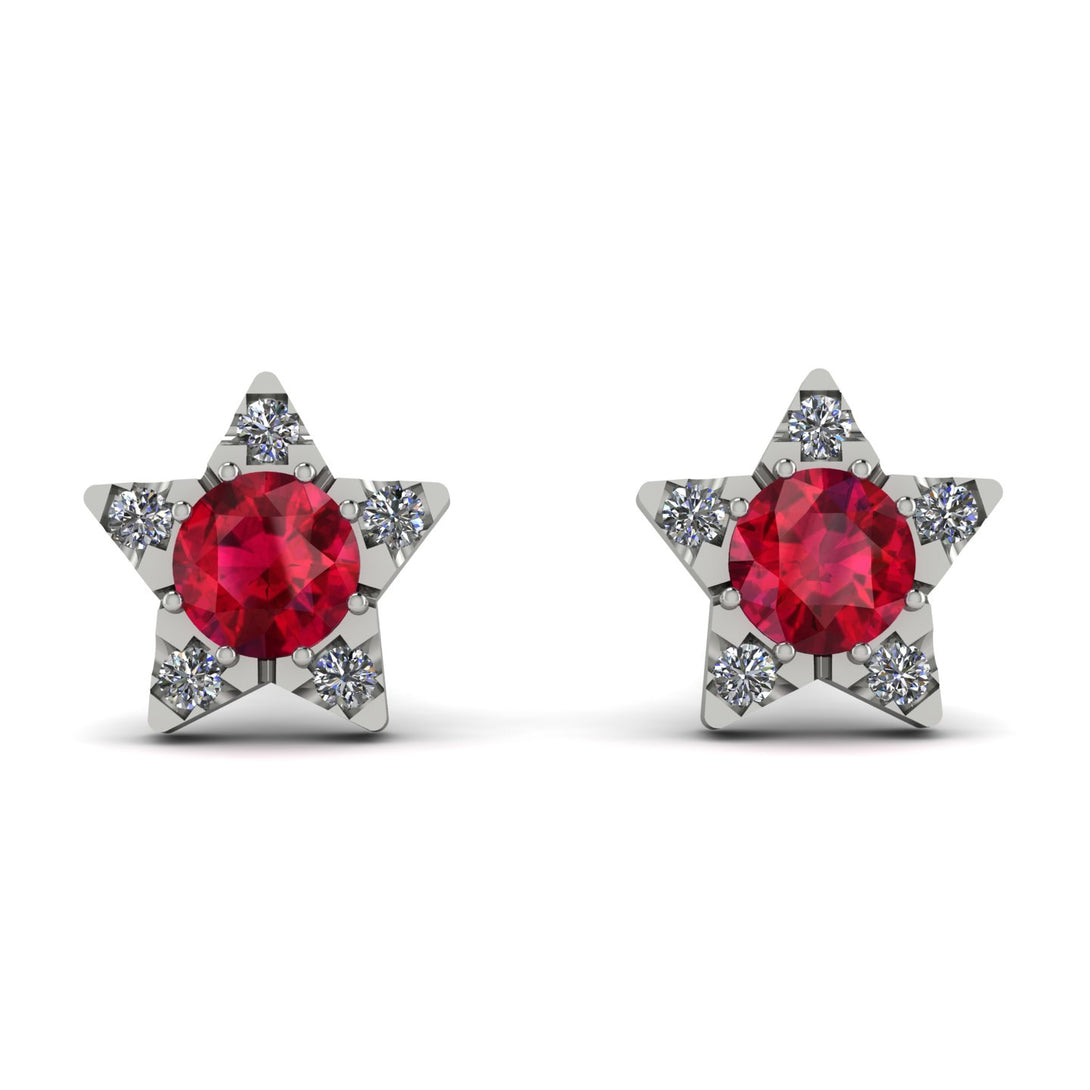 Star Halo Ruby Earrings - Zelda No. 12