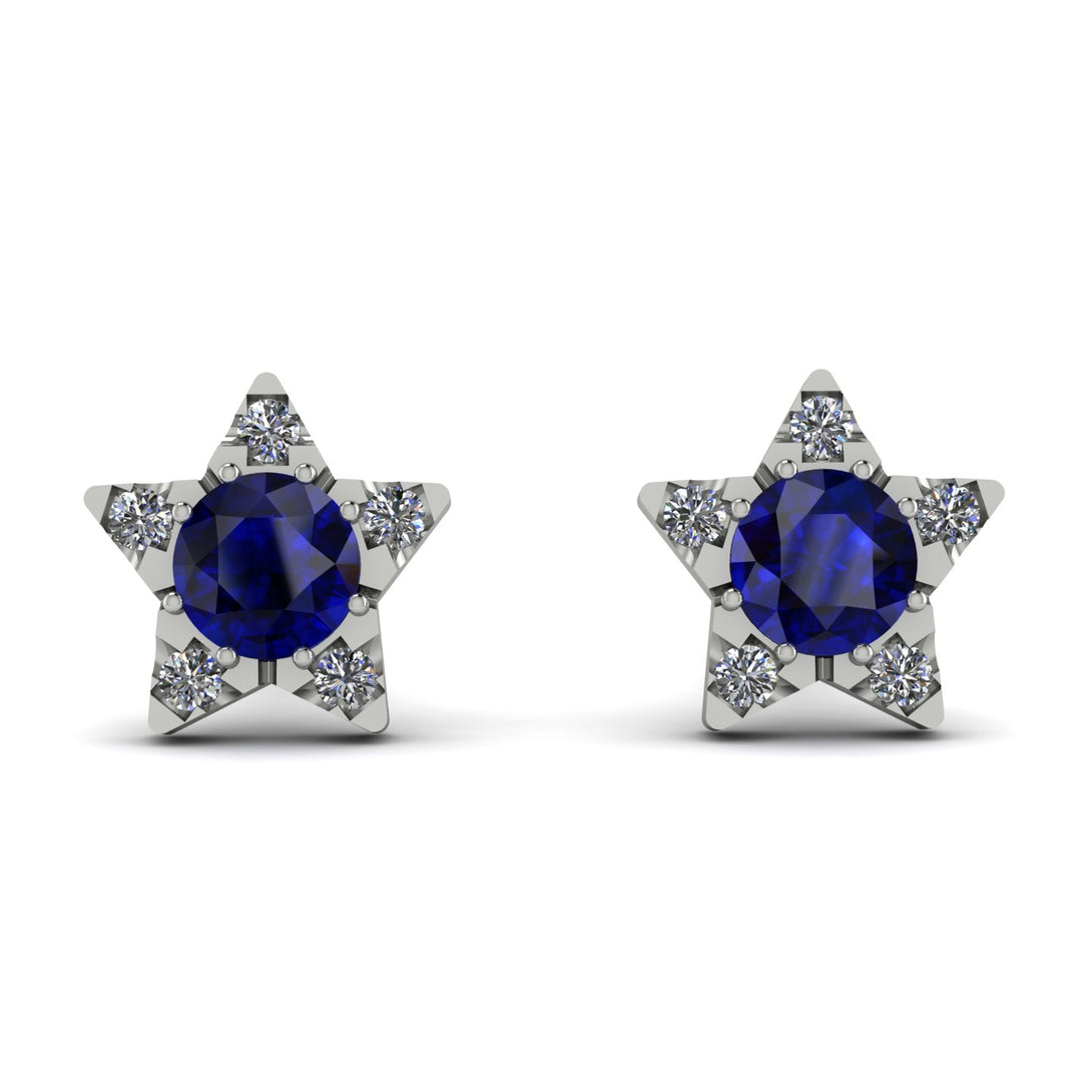 Star Halo Sapphire Earrings - Zelda No. 15