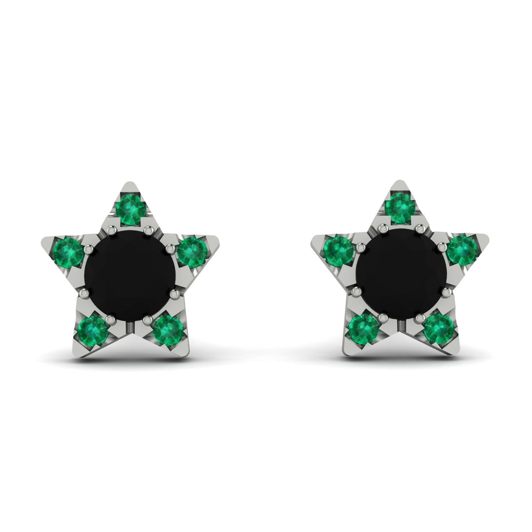 Star Halo Black Diamond Earrings - Zelda No. 24