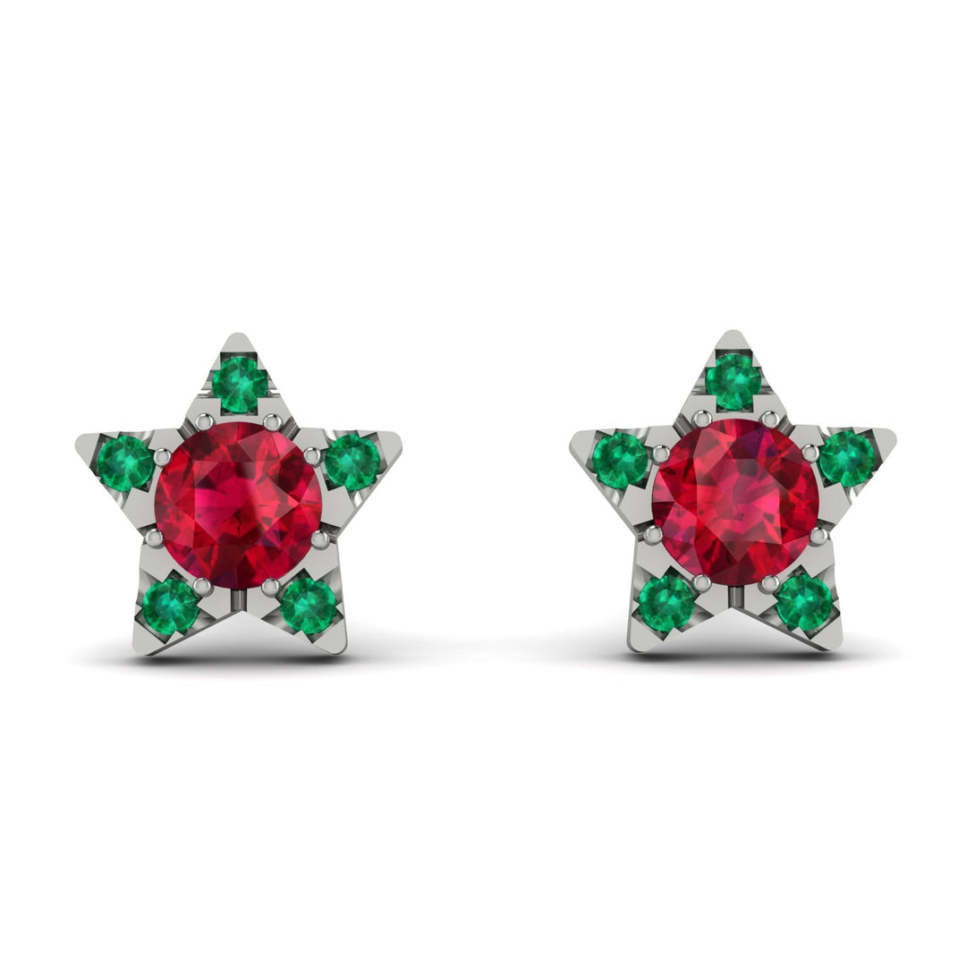 Star Halo Ruby Earrings - Zelda No. 27