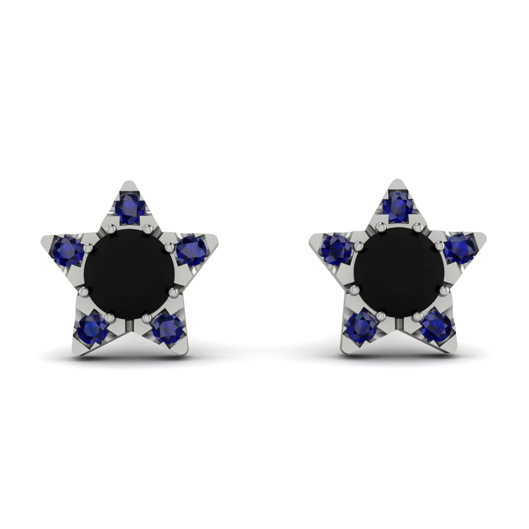 Star Halo Black Diamond Earrings - Zelda No. 69