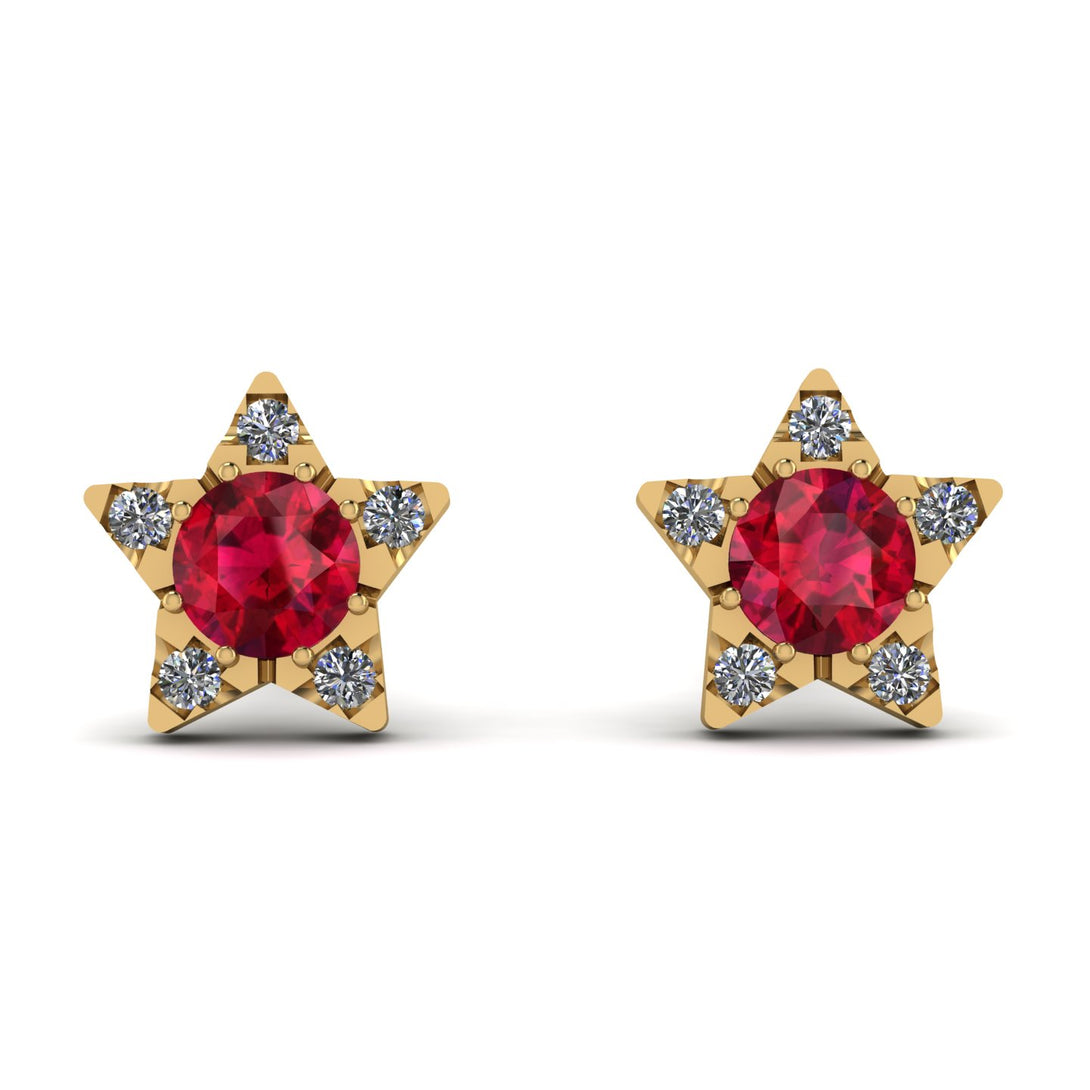 Star Halo Ruby Earrings - Zelda No. 10