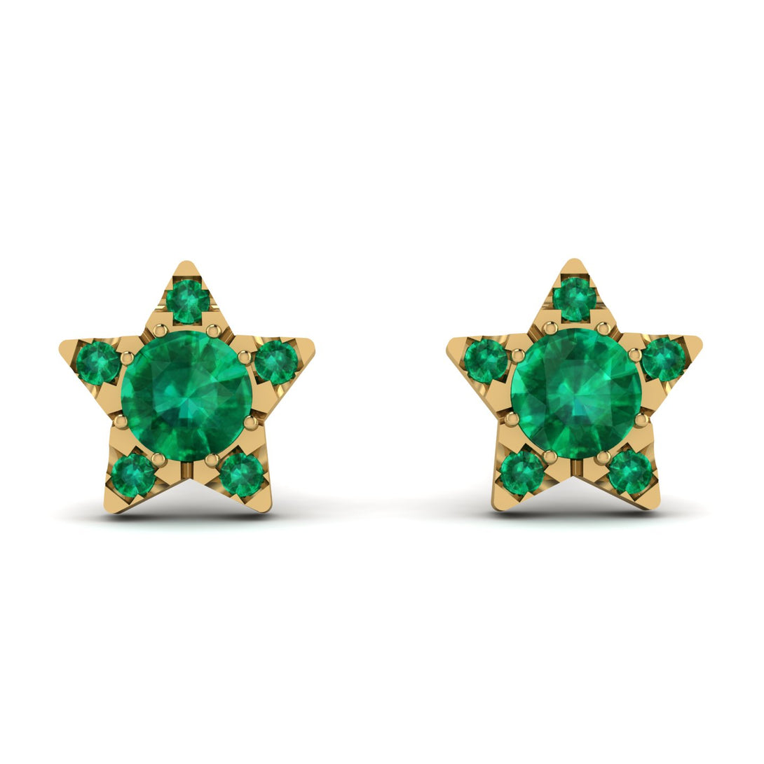 Star Halo Emerald Earrings - Zelda No. 19