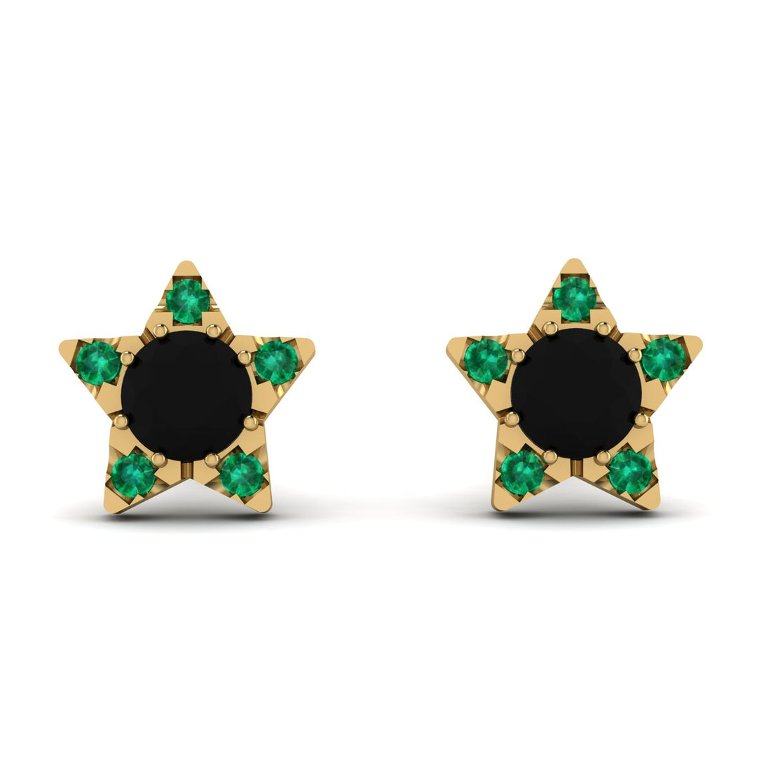 Star Halo Black Diamond Earrings - Zelda No. 22