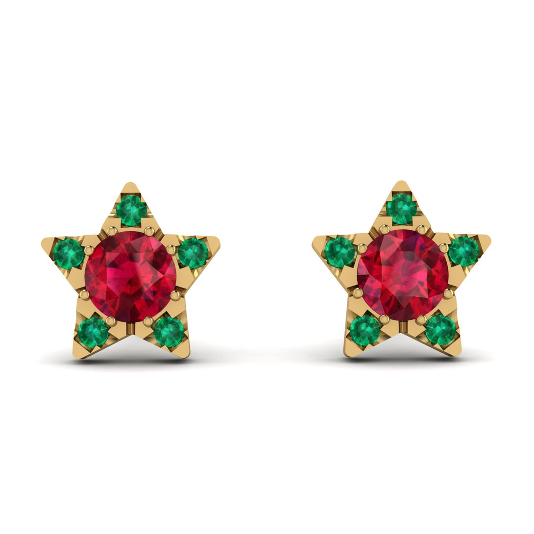 Star Halo Ruby Earrings - Zelda No. 25