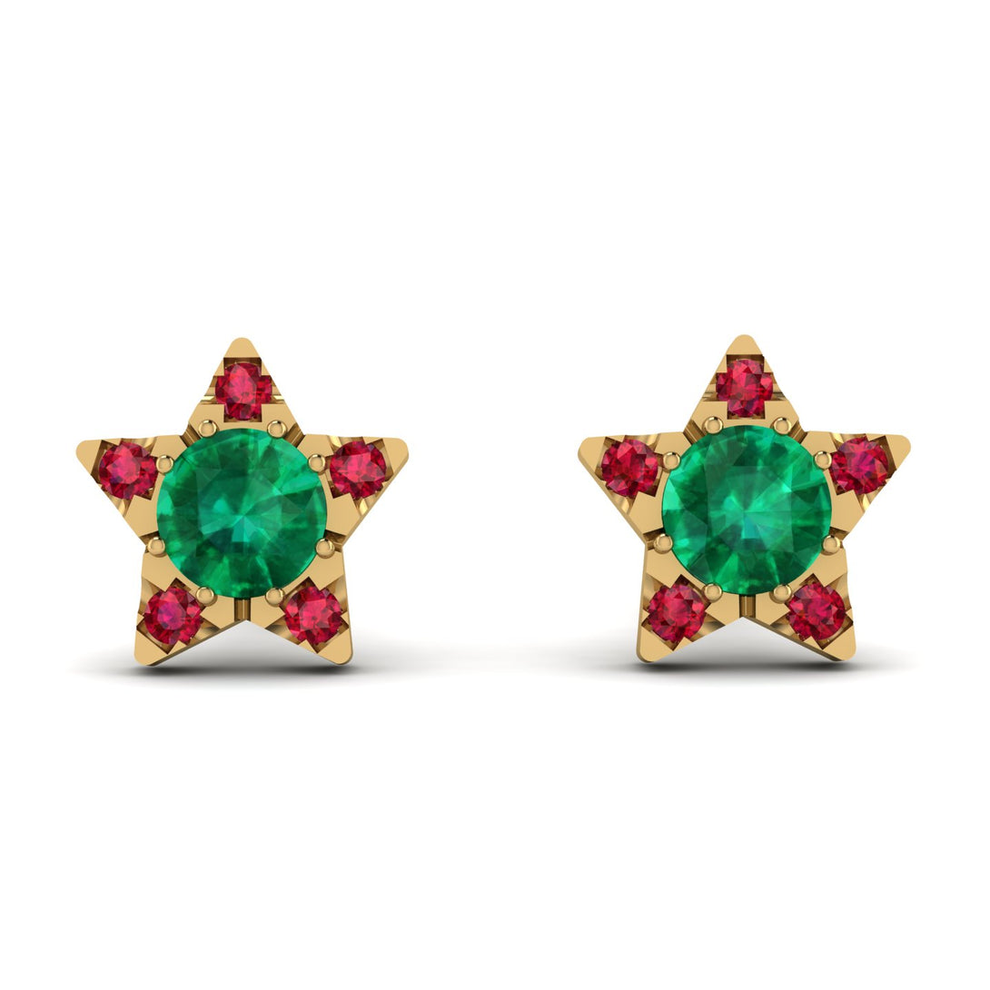 Star Halo Emerald Earrings - Zelda No. 49