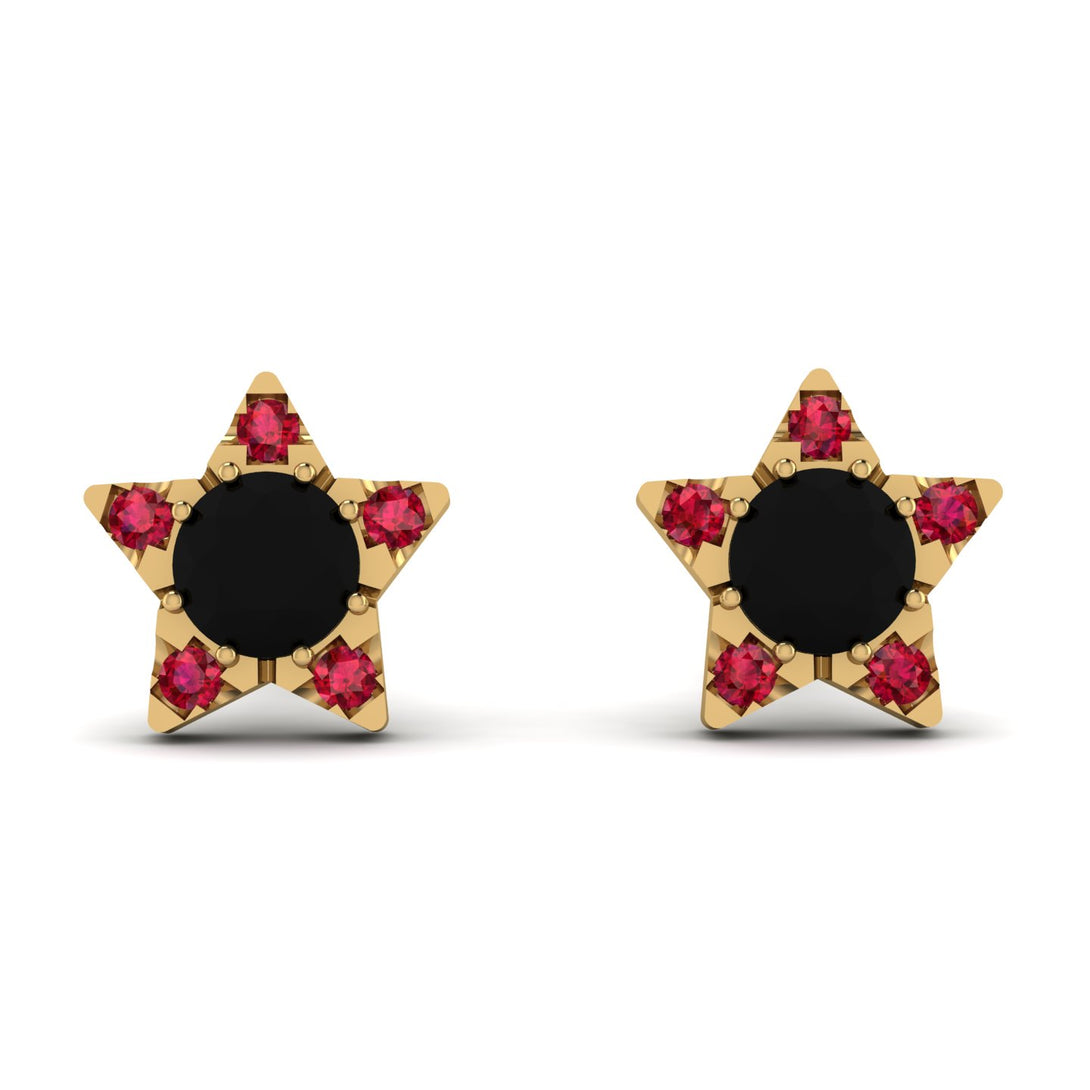 Star Halo Black Diamond Earrings - Zelda No. 52