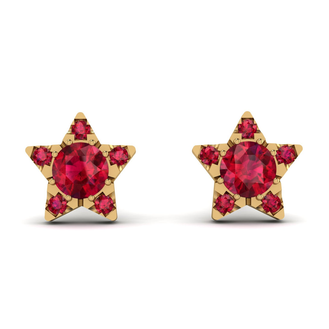 Star Halo Ruby Earrings - Zelda No. 55