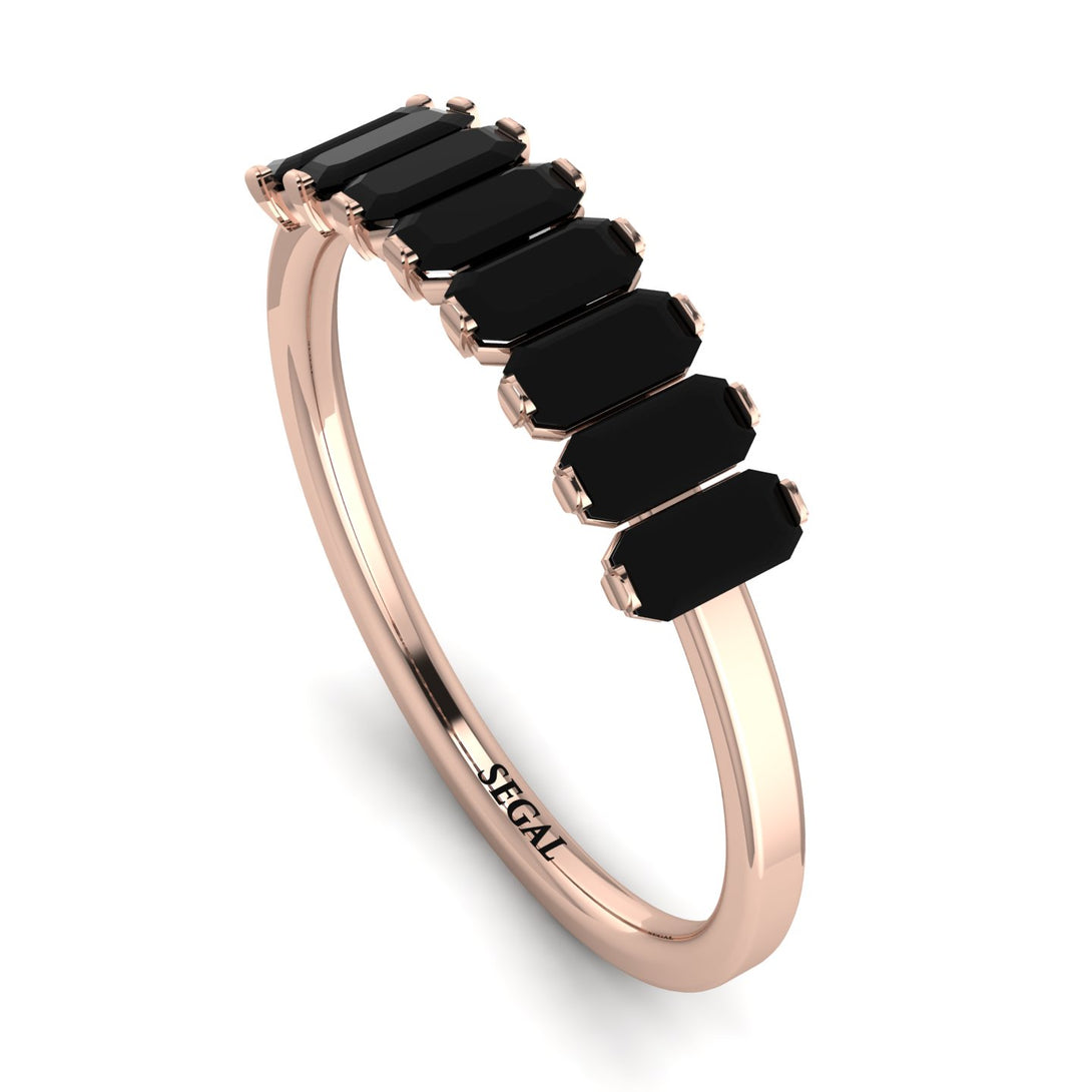 Emerald Cut Black Diamond Band - Esther No. 8