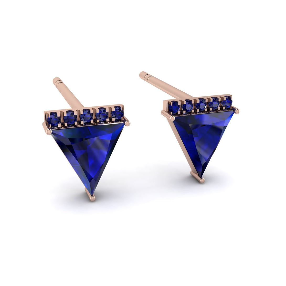 Triangle Sapphire Earrings Stud - Kairi No. 14