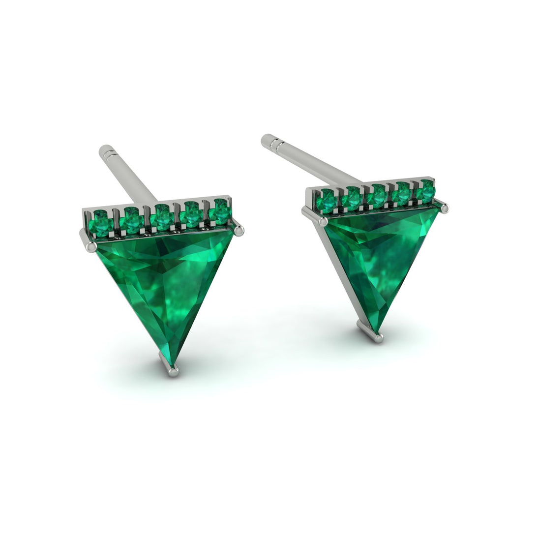 Triangle Emerald Earrings Stud - Kairi No. 6