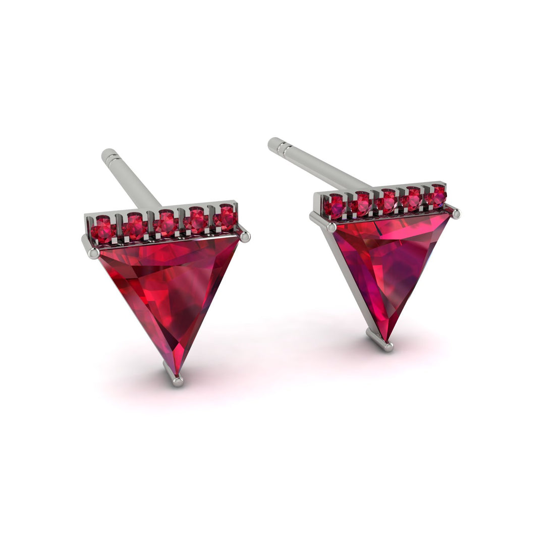 Triangle Ruby Earrings Stud - Kairi No. 12