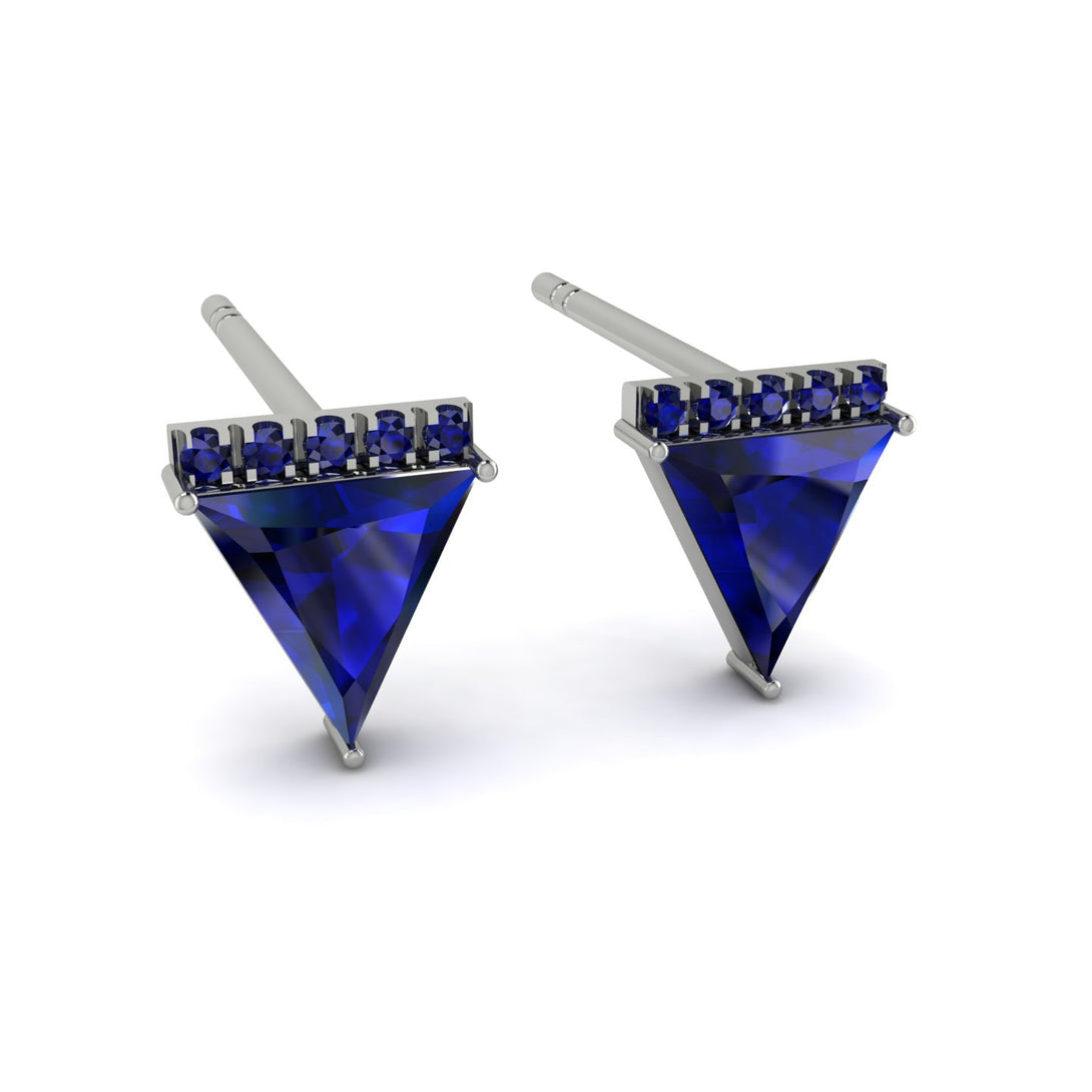 Triangle Sapphire Earrings Stud - Kairi No. 15