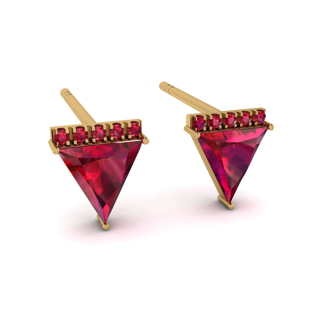 Triangle Ruby Earrings Stud - Kairi No. 10