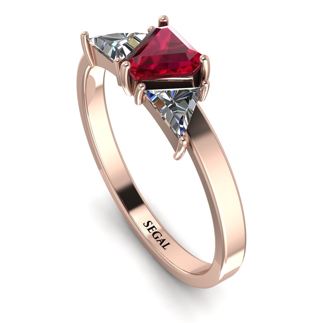 Triangle Ruby Engagement Ring - Molly No. 11