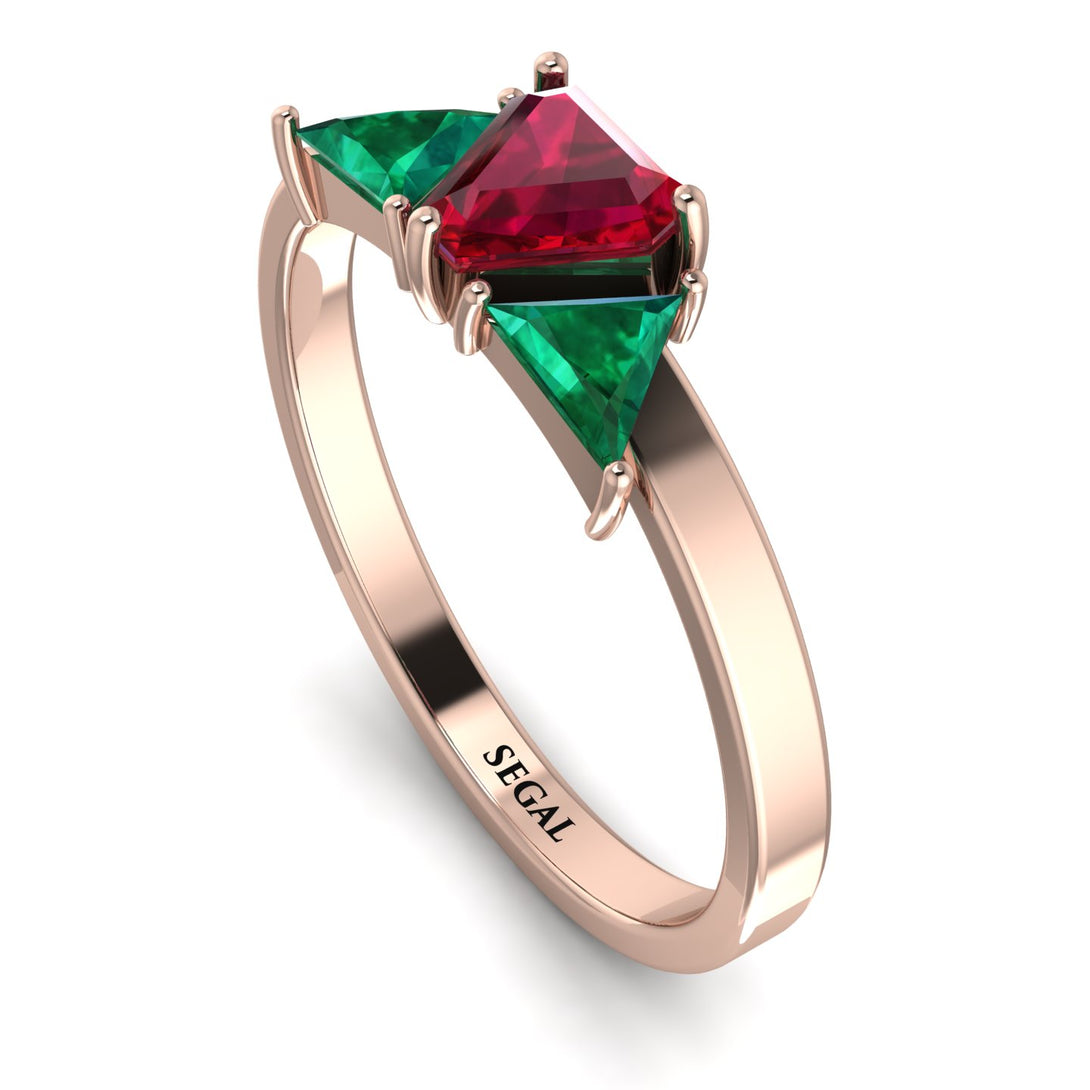 Triangle Ruby Engagement Ring - Molly No. 26
