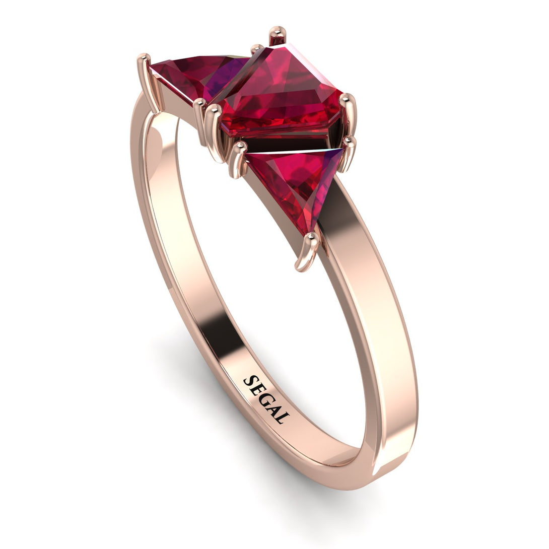 Triangle Ruby Engagement Ring - Molly No. 56