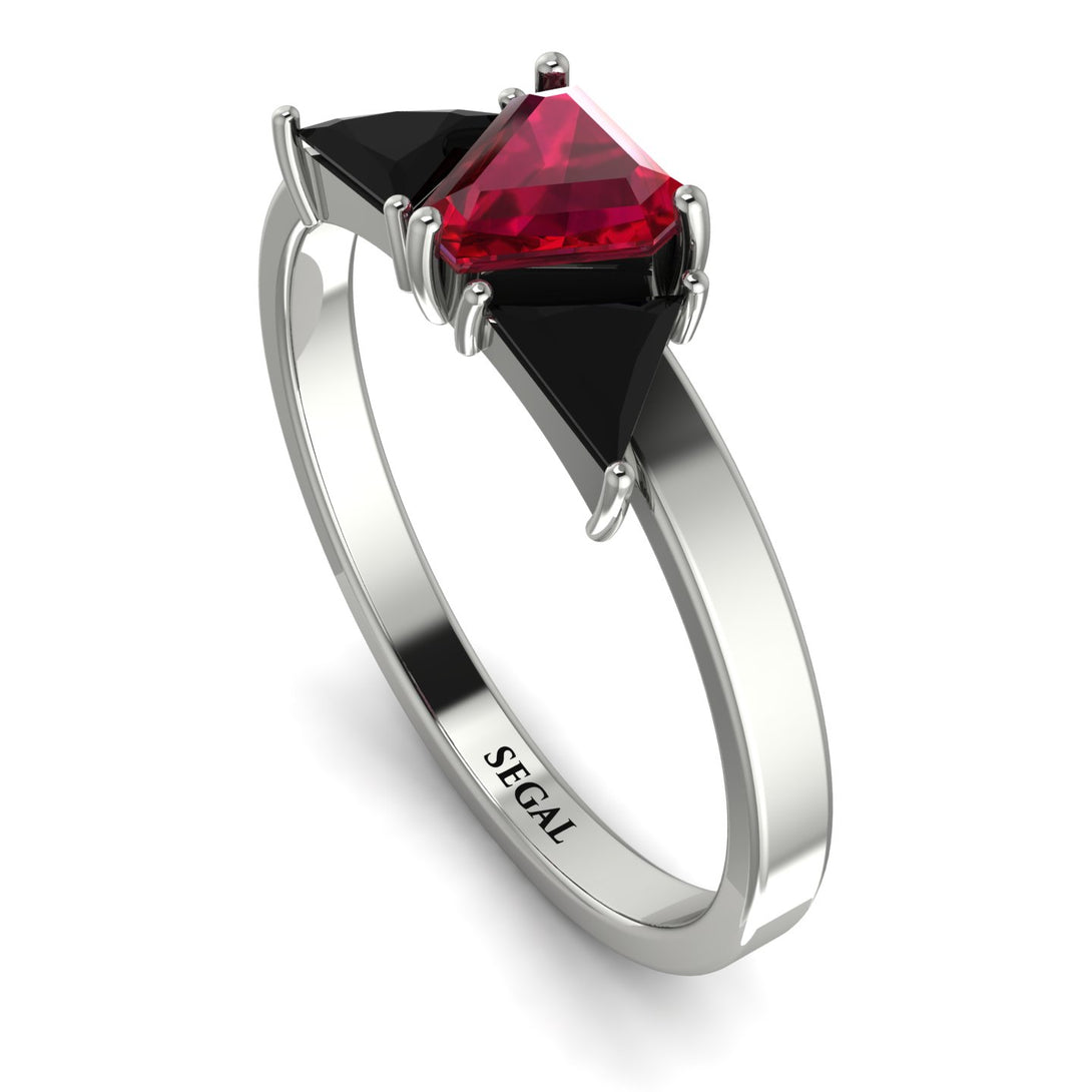 Triangle Ruby Engagement Ring - Molly No. 42