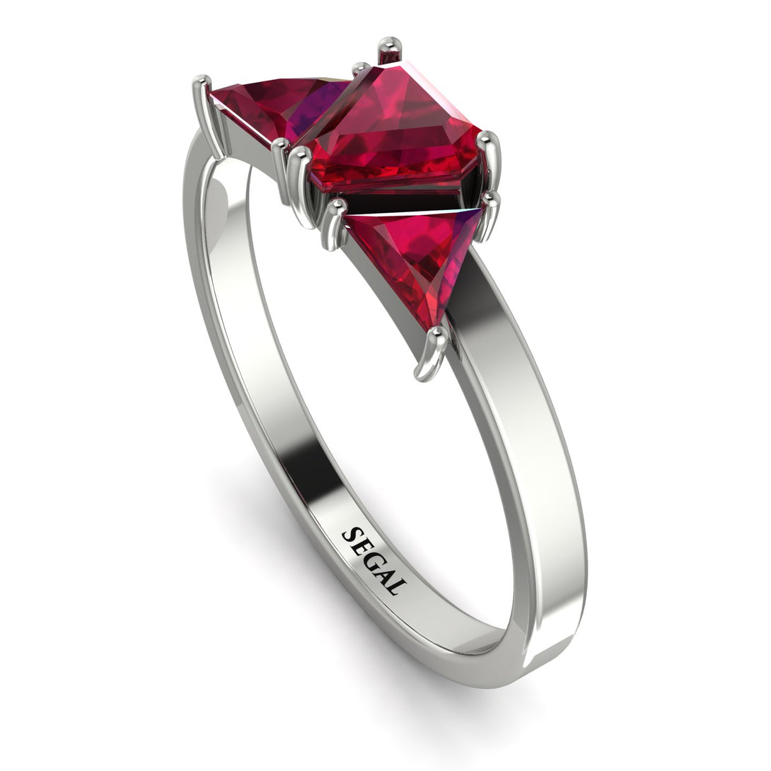 Triangle Ruby Engagement Ring - Molly No. 57