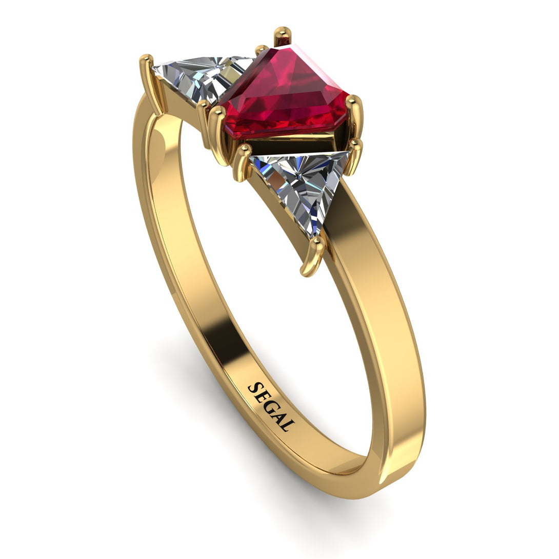 Triangle Ruby Engagement Ring - Molly No. 10