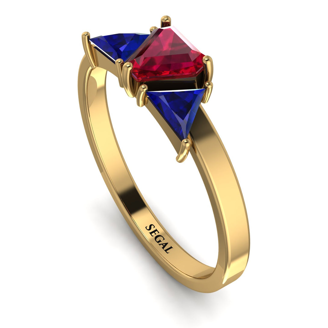 Triangle Ruby Engagement Ring - Molly No. 70