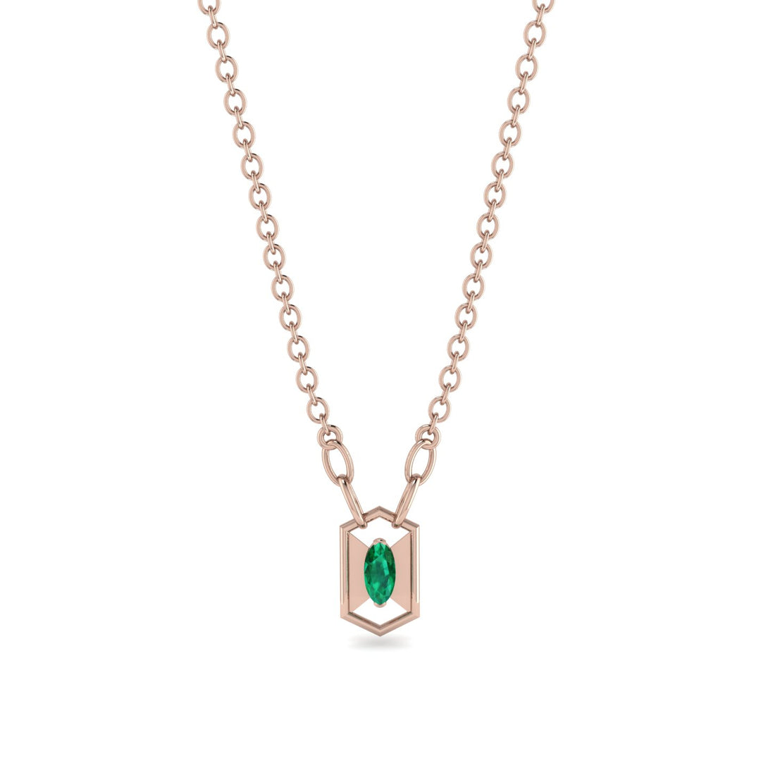 Marquise Emerald Geometrical Necklace - Aleena No. 5