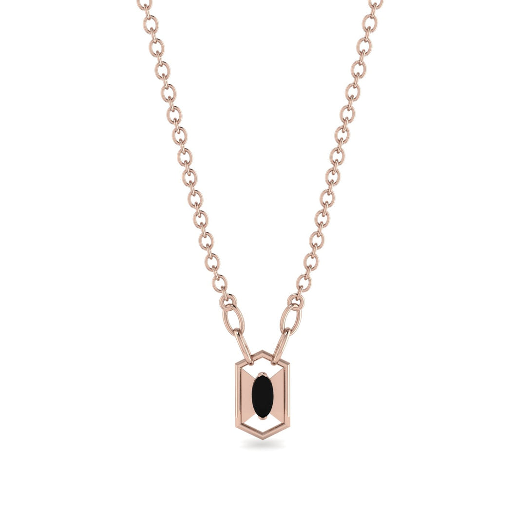 Marquise Black Diamond Geometrical Necklace - Aleena No. 8