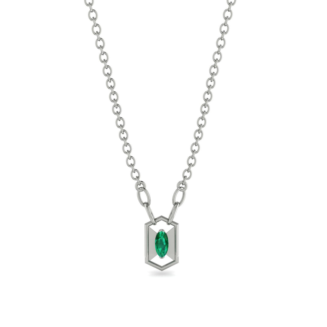 Marquise Emerald Geometrical Necklace - Aleena No. 6