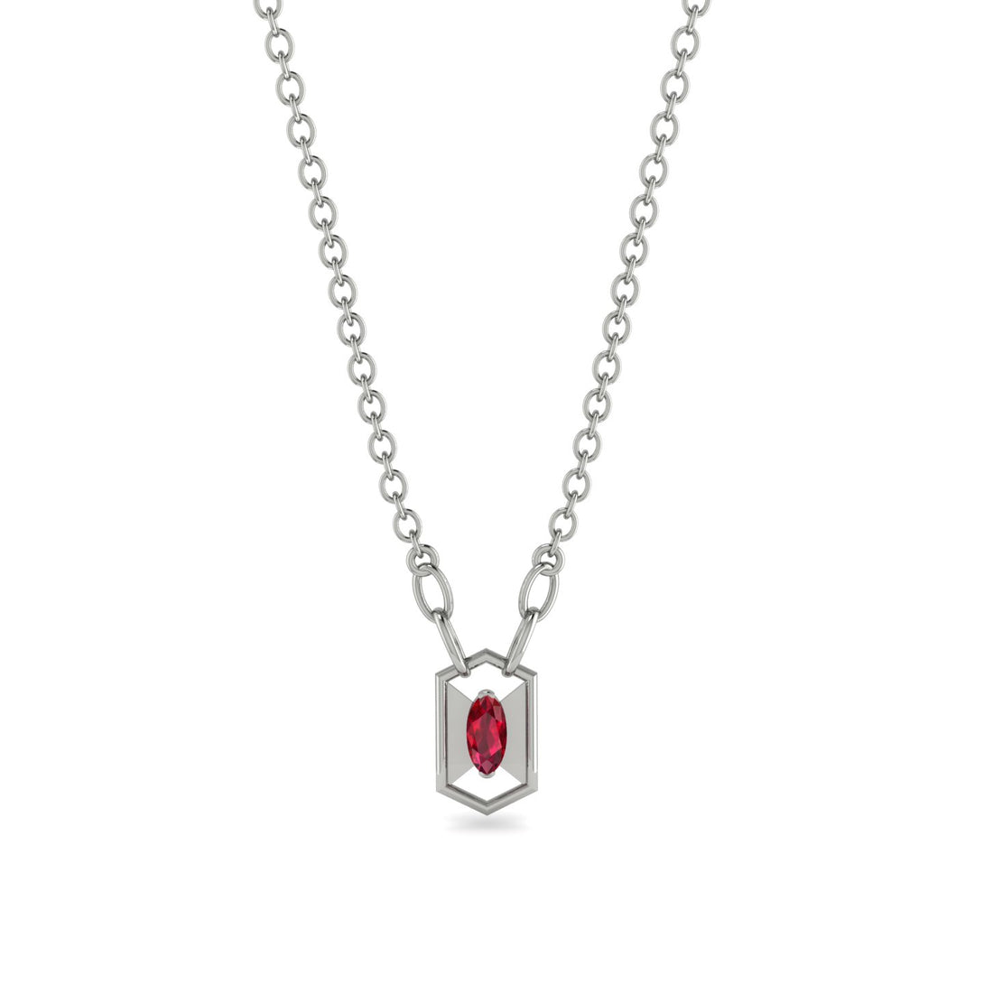 Marquise Ruby Geometrical Necklace - Aleena No. 12