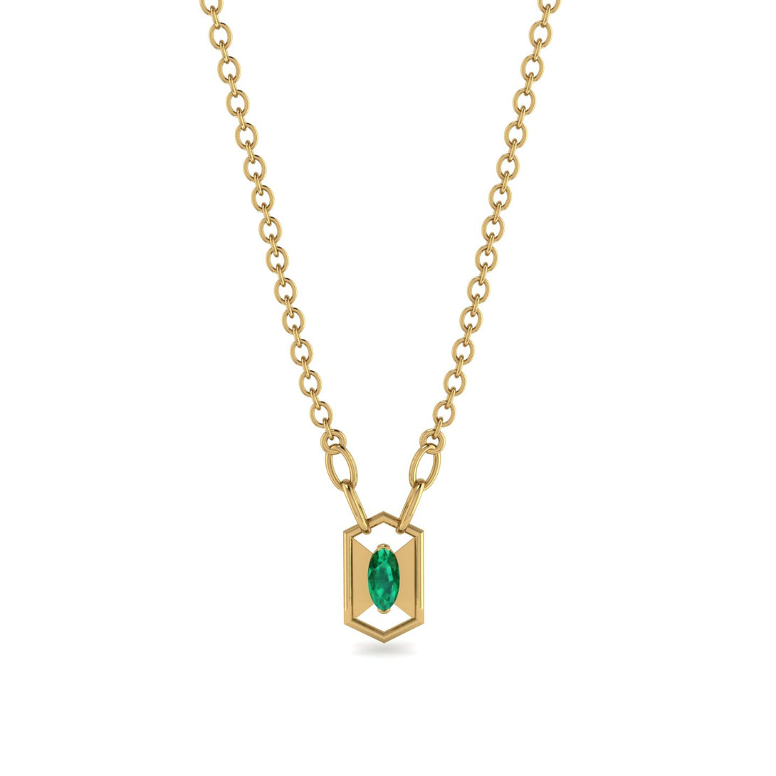 Marquise Emerald Geometrical Necklace - Aleena No. 4