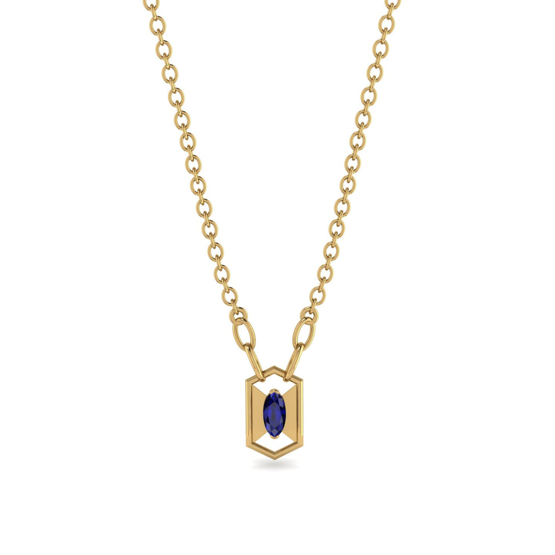 Marquise Sapphire Geometrical Necklace - Aleena No. 13