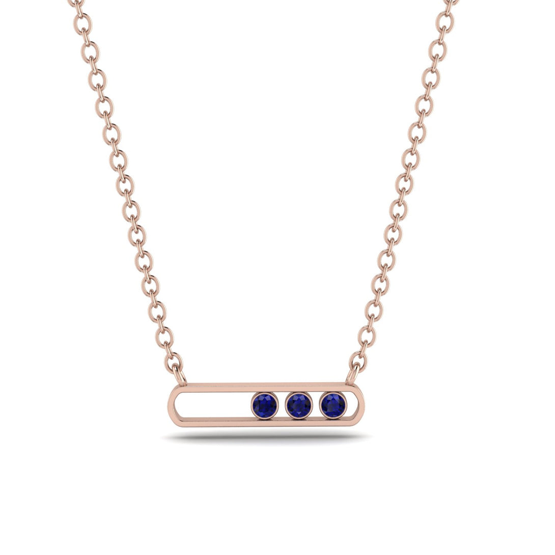 3 Sapphire Stone Hollow Necklace - Zaria No. 14