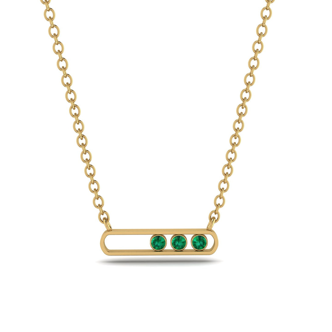 3 Emerald Stone Hollow Necklace - Zaria No. 4