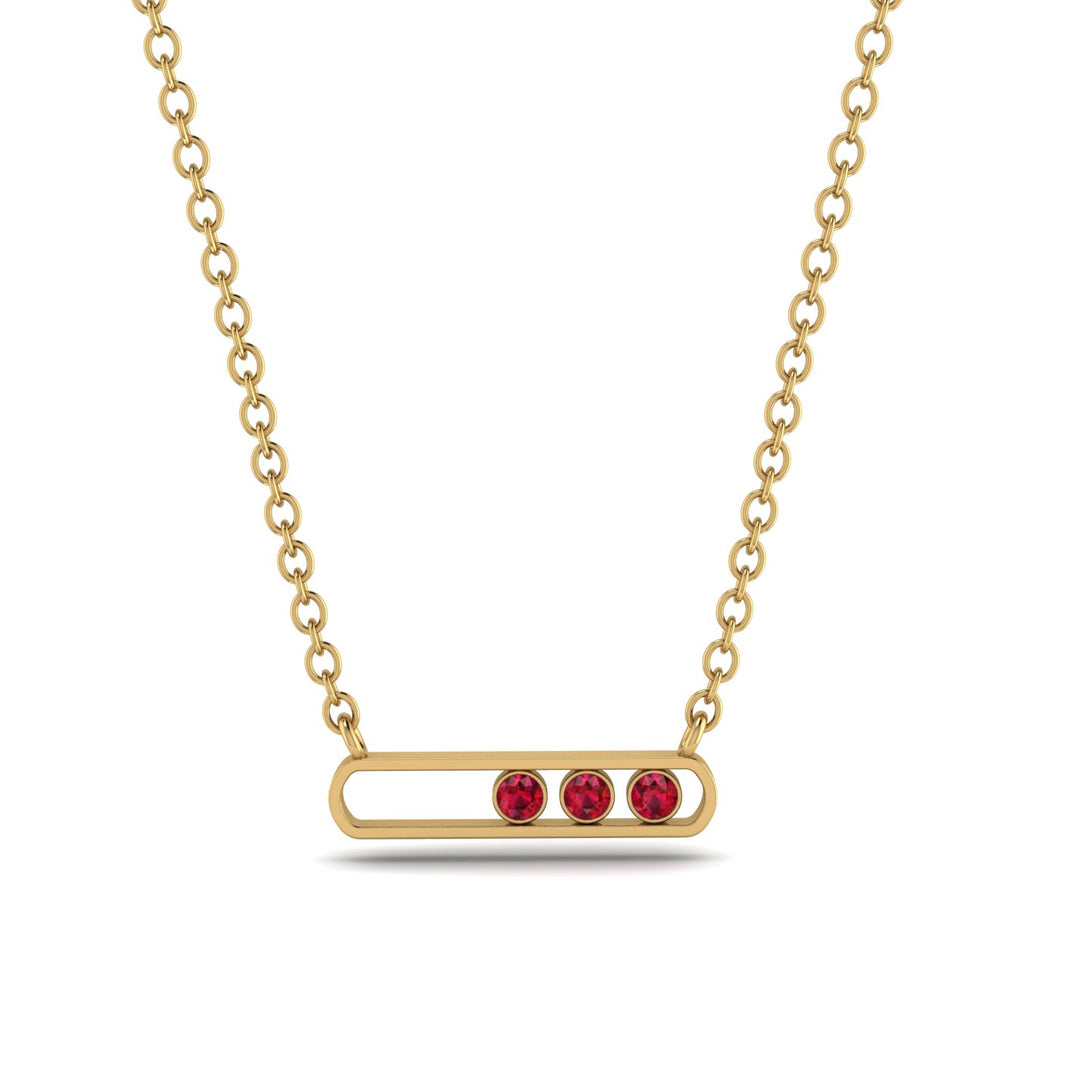 3 Ruby Stone Hollow Necklace - Zaria No. 10