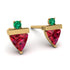 Triangle Ruby Earrings With Round Stone - Estella No. 25 image 1