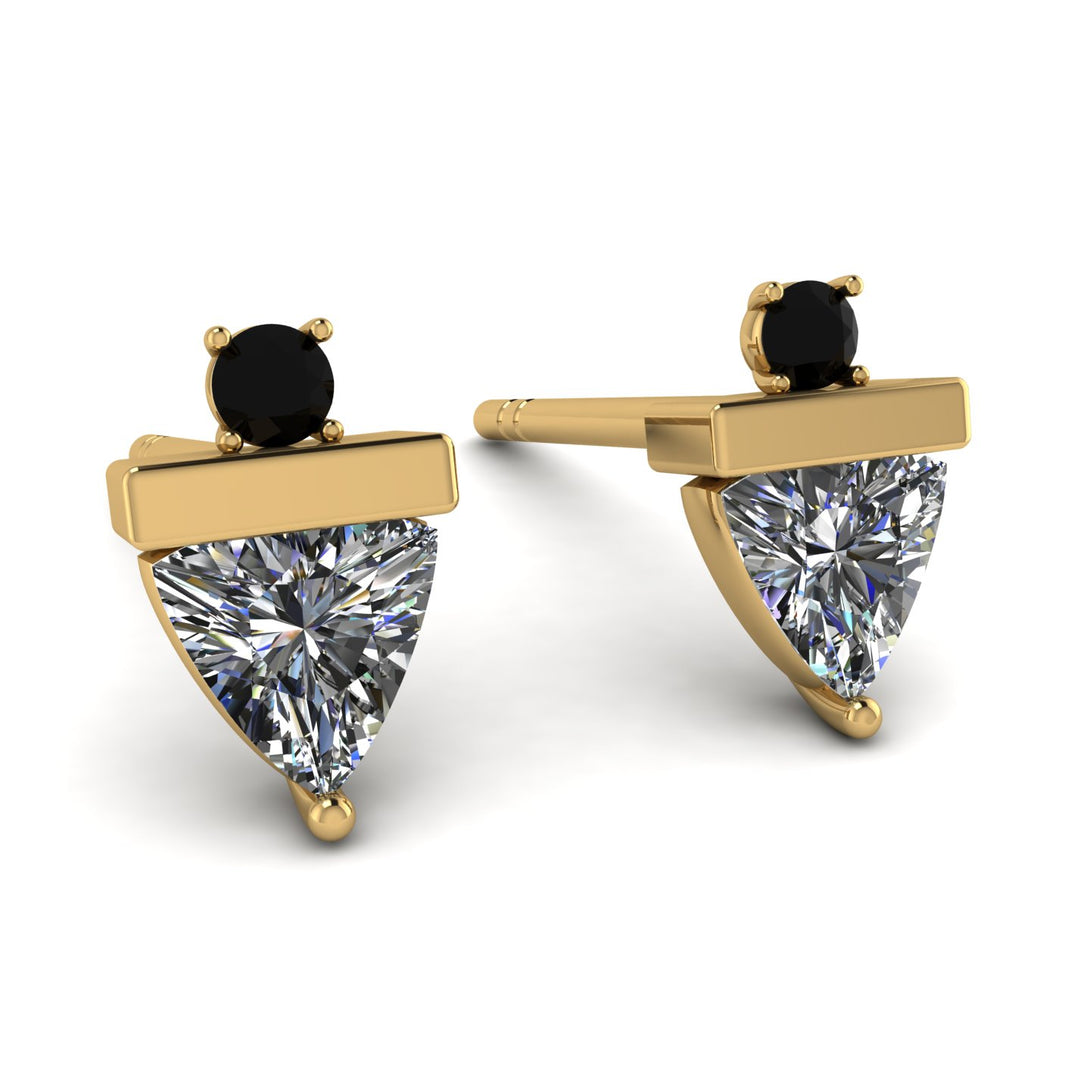 Triangle Diamond Earrings With Round Stone - Estella No. 31