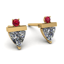 Triangle Diamond Earrings With Round Stone - Estella No. 46 image 1