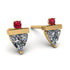 Triangle Diamond Earrings With Round Stone - Estella No. 46