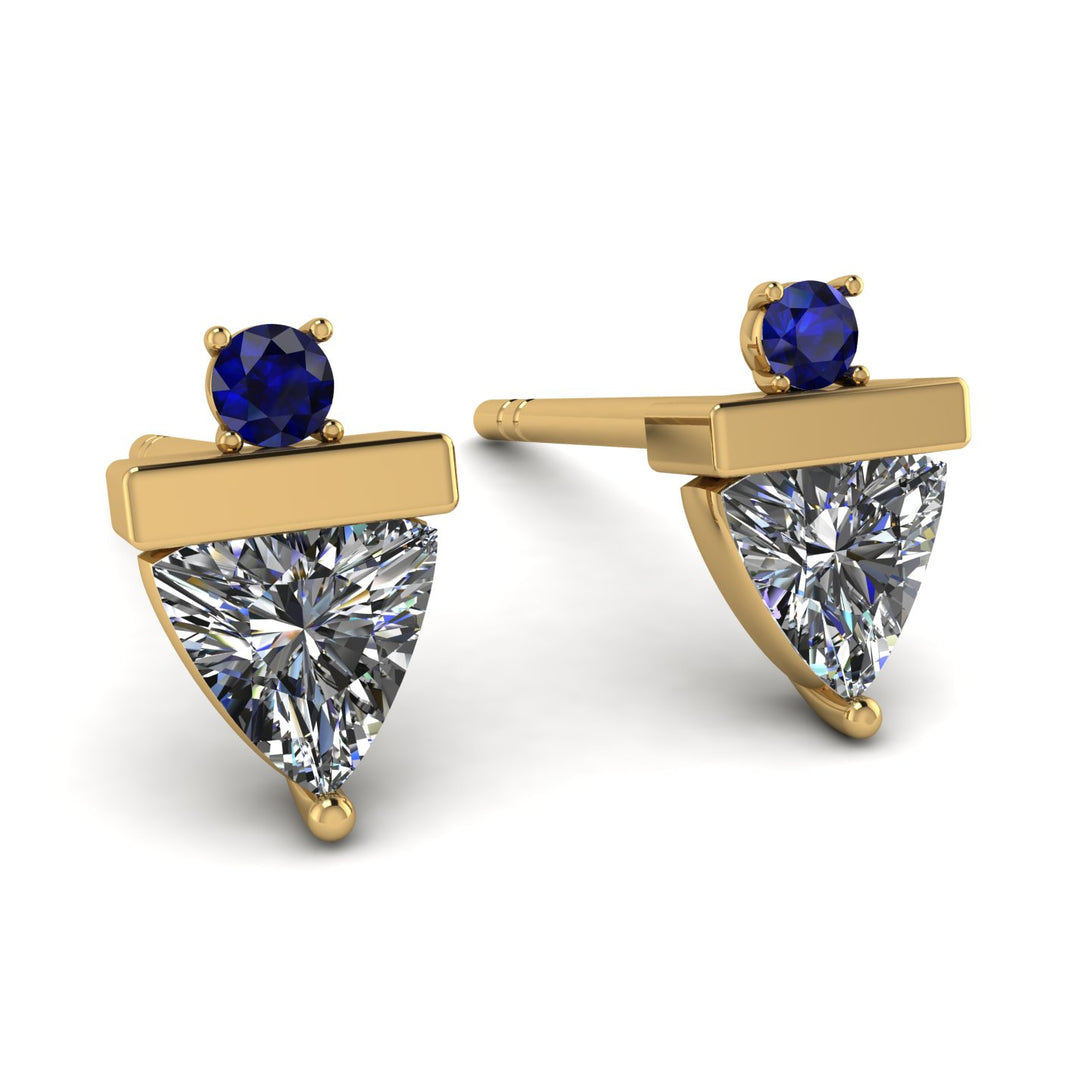 Triangle Diamond Earrings With Round Stone - Estella No. 61