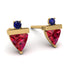 Triangle Ruby Earrings With Round Stone - Estella No. 70